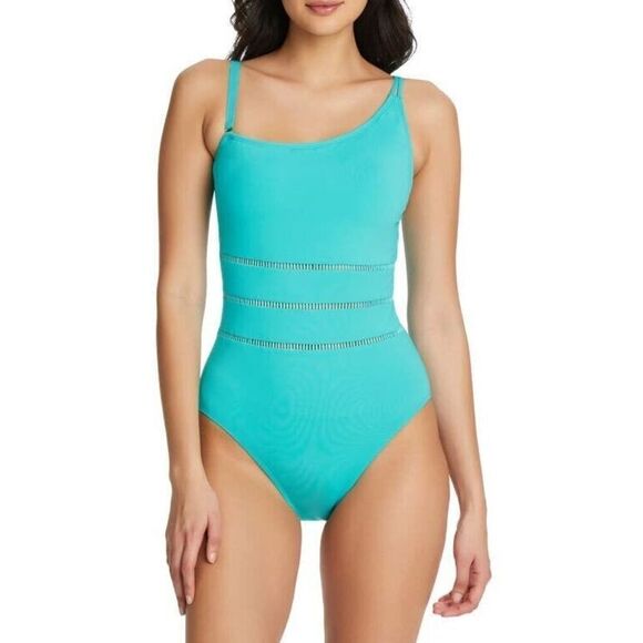 Bleu Rod Beattie Women Sz 14 Blue Behind The Seams One Piece Swimsuit - Picture 14 of 14